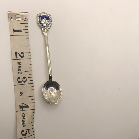 Vtg Sterling Silver Calcutta Blue Enamel Souvenier Spoon 4” - Picture 5 of 5